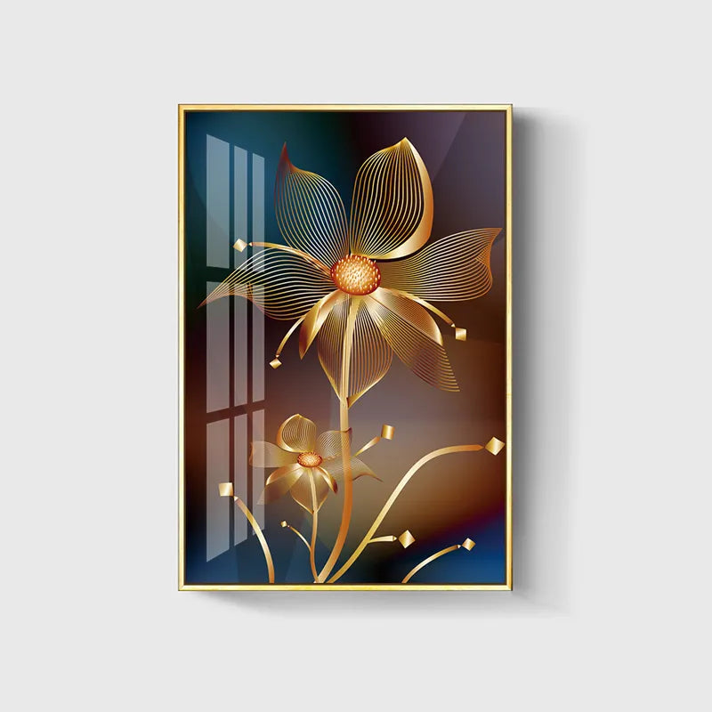 Abstract Black Golden Flower Luxury Poster