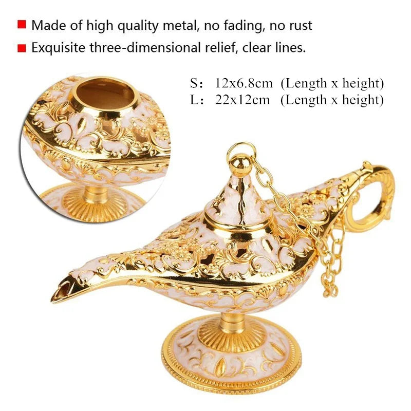 Vintage Legend Aladdin Lamp Magic Genie Wishing Ligh Tabletop Decor Crafts For Home