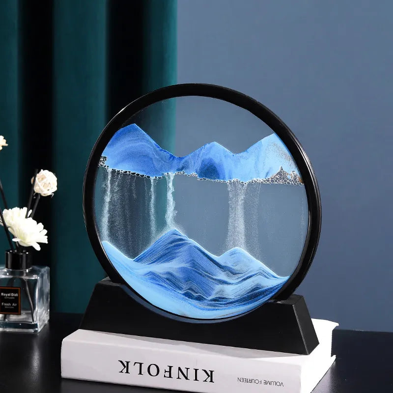 3D Moving Sand Art Picture Round Glass Deep Sea