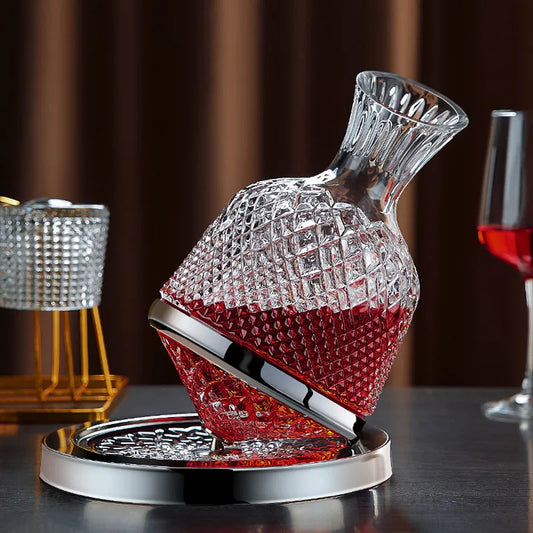 High Grade Crystal Glass 360 Rotating Decanter Tumbler 1500ml Decanter Wine Dispenser