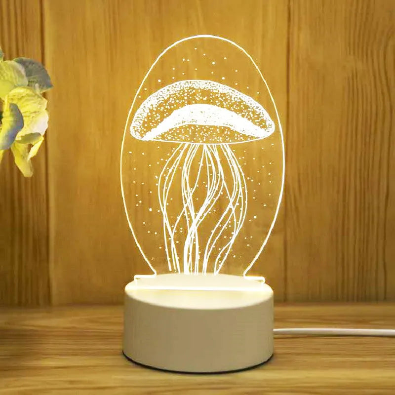 Romantic Love 3D Acrylic Led Lamp for Home Children's Night Light Table