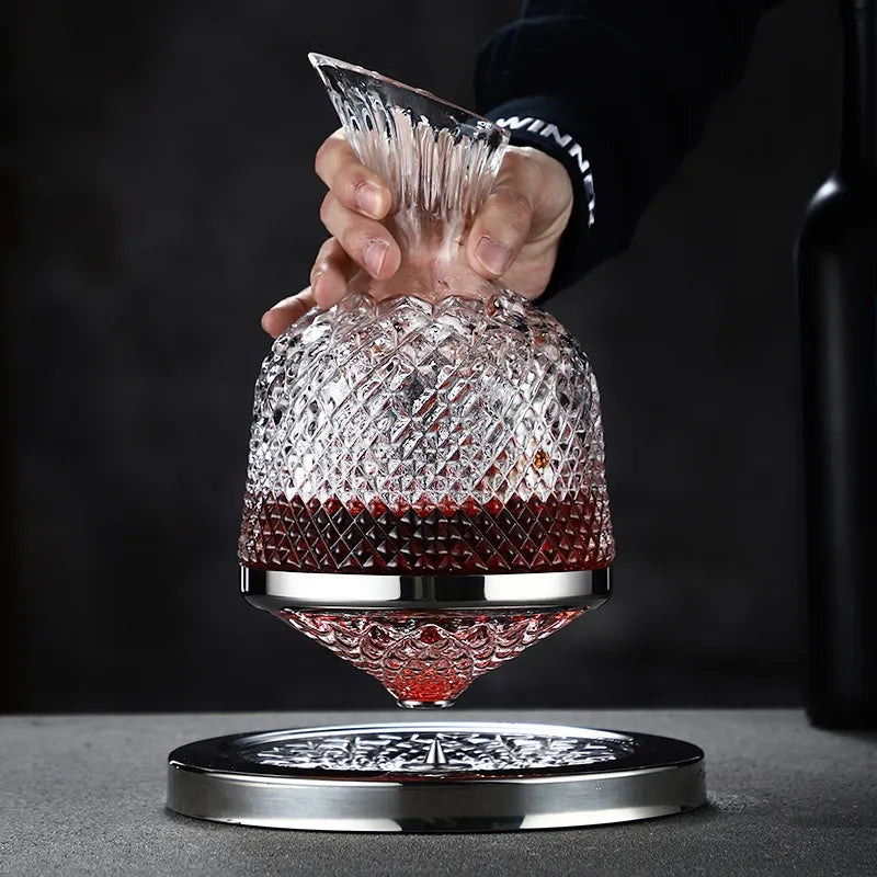 High Grade Crystal Glass 360 Rotating Decanter Tumbler 1500ml Decanter Wine Dispenser
